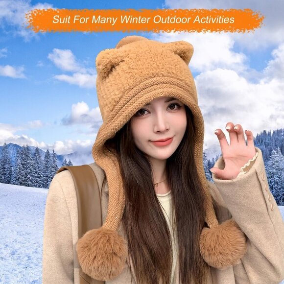 Women Kase Winter Sherpa Beanie Hats Knit Ear Flaps Peruvian Cover Ears main image 5
